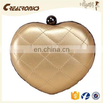 CR 80% customers repeat orders shining quilted griddings pu surface heart-shaped long chian gold new small coin purses wholesale