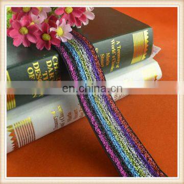 High quality colorful metallic woven ribbon rulex elastic tape for blouse