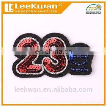 Letter sequin embroidery applique with sew-on backing