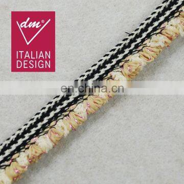 Top hot design fashion lurex black/white tape fringe tassels trim