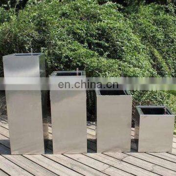 Large outdoor polished rectangle stainless steel planter