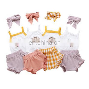 Newborn Baby Girls Clothes Rainbow Romper Top Jumpsuit Shorts Pants Headband 3pcs Outfits Set