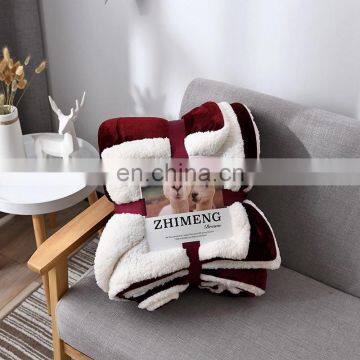 lamb velvet double-layer thick blanket warm nap solid color blanket