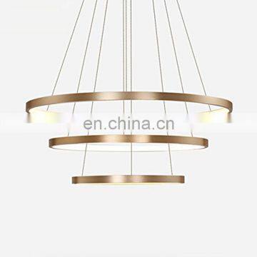 100W LED Chandelier Ceiling Lighting Modern Circular Pendant Light Personalized Creative Three Rings Ceiling Fixtures Gold