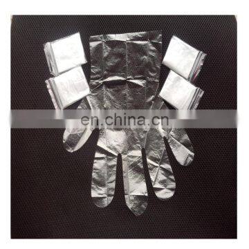 Disposable PE plastic 2pcs folded gloves in pair for hair salon