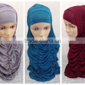 A593 Newest design solid color ruffle TWO Pieces HIJAB