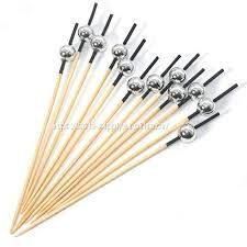 Bamboo Cocktail Skewers 4.7 Inch, Fancy Appetizer Toothpicks - Decorative Party, Appetizers, Drink, Fruit, Sandwich Picks for Wedding and Baby Shower.