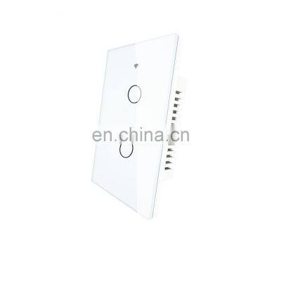 2 gang 1 Way, Tempered Glass Panel Whole House Light Control SwitchAC 85-240V.US ZigBee Smart Home Wifi Wall Touch Switch