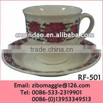 Hot Sale Daily used Nice Custe Designe Oversized Porcelain Coffee Cups and Saucers Cheap for Tableware