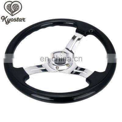 Accessories. Car Size 350mm White Power Steering Wheel with Chrome Silver Spoke For Racing Universal Cars