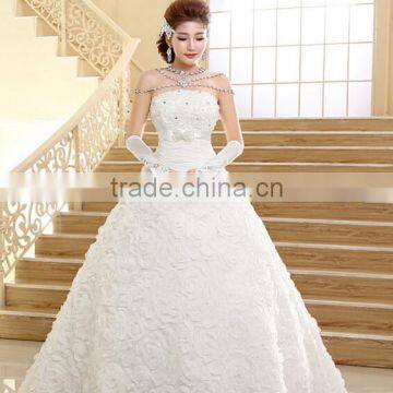 C50006A 2016 Korean Style Strapless Trailing Wedding Dress for Bride