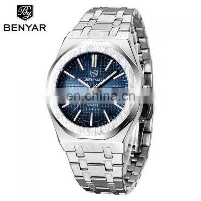 Benyar 5156 High Quality Mens Quartz Watches Stainless Steel Waterproof Luxury Watch Men Latest