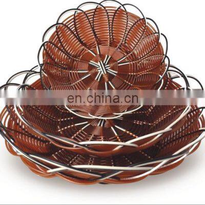 Hot selling handmade food grade washable plastic rattan fried chicken fruit food basket