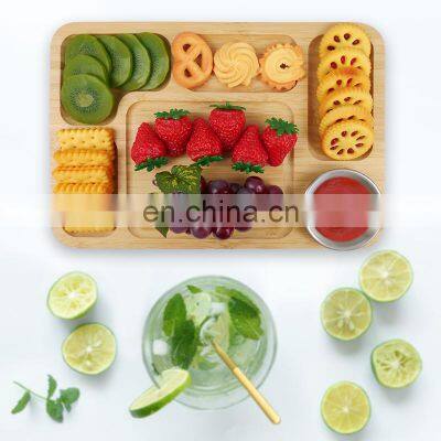 Natural Bamboo Cheese Board Charcuterie Platter WIth Bowls photo-2