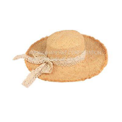 Summer Lace Tie Sun Hat Fur Brimmed Lafite Straw Hat Outdoor Travel Sun Visor photo-3