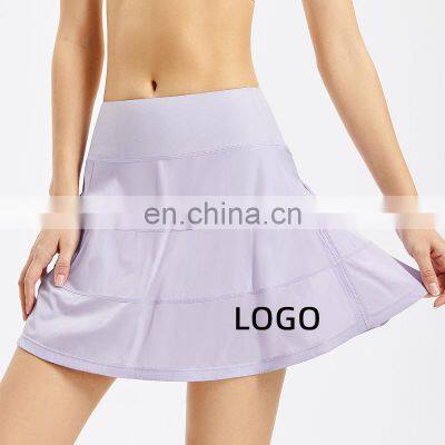 Hight Quality Custom Logo Women Tennis Sports Yoga Skirt Quick Dry With Shorts Mid-rise Mini Skirt Workout Running Fitness Wear