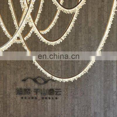 Engineering Customized Lamp Decoration Show Room Big Hotel Lobby Glass Luxury LED Linear Chandelier