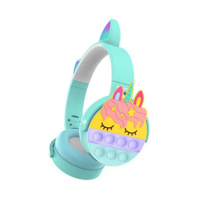 Wireless Premium Kids Headsets Stress Reliever Stereo Headset Cat Ear Silicone Popping Headphone