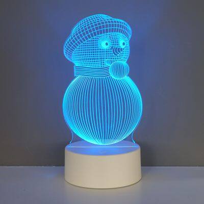 3D Illusion Creative Snowman RGB Bedside Night Lamp for Christmas Gift photo-5