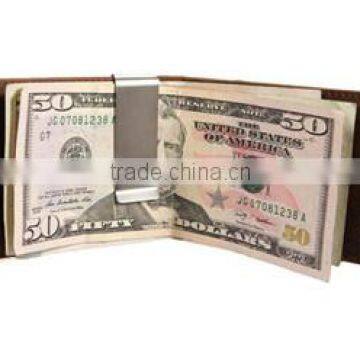 Hot selling crazy horse leather bifold magnetic clip money clip wallet with card slots