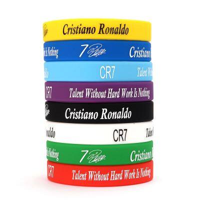 Wholesale Customized Football Stars Wristband No.7 Cristiano Ronaldo Big Stretch Waterproof Sports Adults Silicone Bracelets