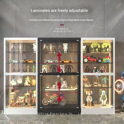 Double Door Large Collectible Display Cabinet for Living Room, Waterproof Cold Rolled Steel Case With Adjustable Height & Silent Door