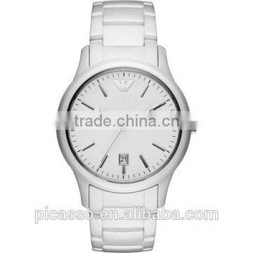 Women's Ceramic AR1476 White Ceramic Analog Quartz Watch with White Dial