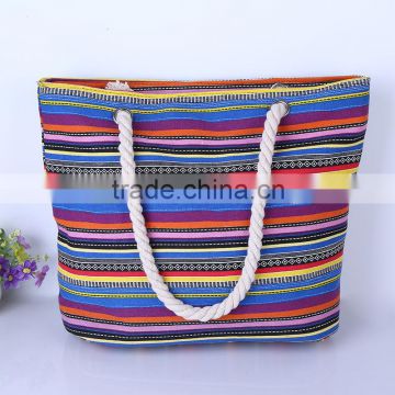 Stripe handbag full color canvas women bag white geometric patterns atmospheric canvas handbags on sale