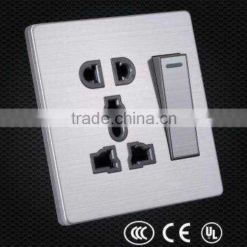 E Series 2 Plug+ 3 Plug Socket With Sitch, Stainless Steel Switch photo-2