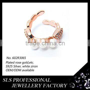 Gemstone Ring 3 Pearl Rings Fashion Rose Gold Plated Jewelry Wholesale 2014 Wedding Ring photo-3