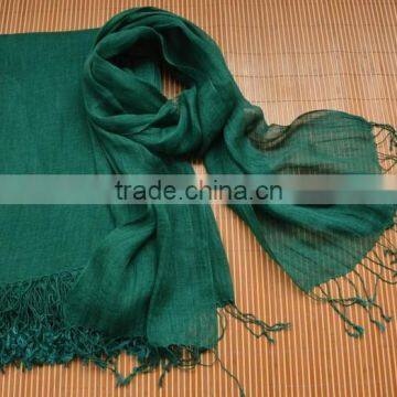 Wholesale Korean Japan Fashion Women Solid Color Plain Tassel France Linen Scarf Shawl photo-2