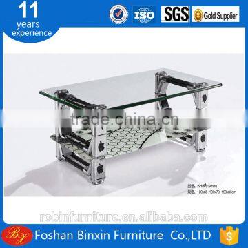 Living room furniture modern RB-2216 rectangular glass coffee table aluminum alloy metal tea table