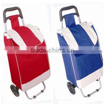 very cheap lightweight folding shopping trolley with polyester PVC coated bag