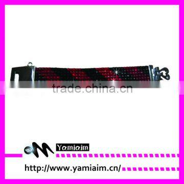 Yiwu Wholesale Leather crystal rhinestone snap bracelet low minimum