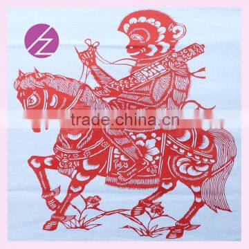 Fine home decoration art for Chinese folk paper-cut with lovely monkey riding a horse JZ-26