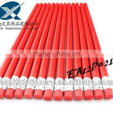 red color non-sharpening pencil hb lead pencil with rubber in bulk