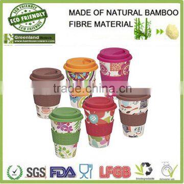 elegant bamboo fibre colorful mugs with handle