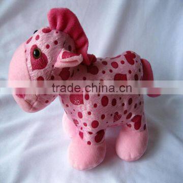 2013 new fashion design pink plush toy horse