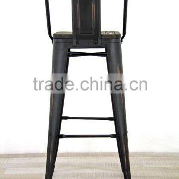 High Quality Dining Room Metal Bar Chair With Wood Seat Stackable Industrial Metal Chairs Replica For Event HYG-09 photo-2