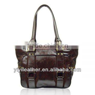 T006 Fashion lady shoulder bag, Synthetic Leather Black/Coffee Color Bags Handbags