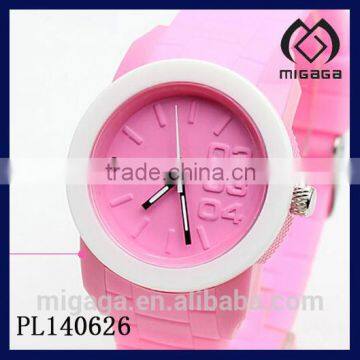 pink silicone quartz watch for school girls and boys