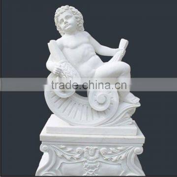 Home Decor Carving White Stone Angel Sculpture