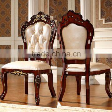 Wholesale Leather Fabric Velvet Upholstered Seating Royal Crown Antique Hand Carved Wooden Chair