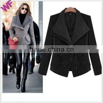 Custom Made Women Elegant Winter Slim Fit Wide Lapel Wool varsity Jacket