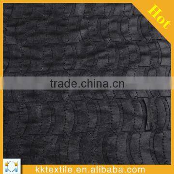 Hot sale fashion embroidery black PU leather fabric for home textile/fashion bags
