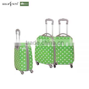 2016 newest cartoon dot green trolley luggage with lock