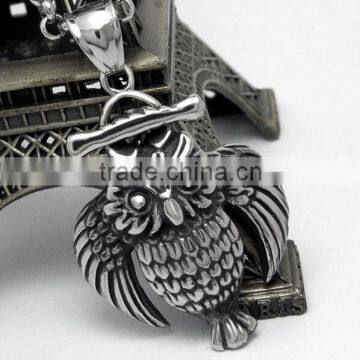 Mens Steel Titanium Vintage Owl Pendant Wholesale photo-3