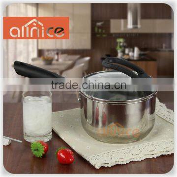 Korea market New designs stainless steel wooden handle soup pot with capsulated bottom