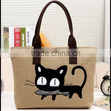 Factory wholesale fashion leisure canvas bag Madingbu single shoulder bag handbag handbag cartoon cat fish