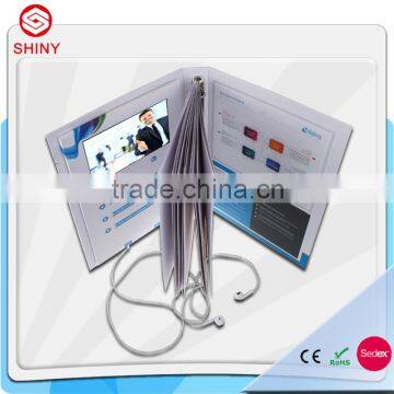 Hot sale 7"A4 hybrid video folder,turning page ebrochure,lcd video book with 2GB capacity